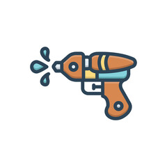 Color illustration icon for color gun