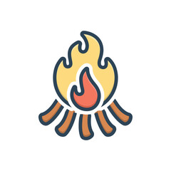 Color illustration icon for fire