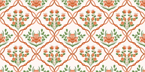 Seamless watercolour and unique floral pattern background for covers, notes, banner. Soft backgrounds colour. Watercolour art work. Flower stalk. Colourful flower. Summer Spring.