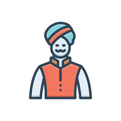 Color illustration icon for indian