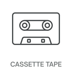 Cassette Tape Line Icon, Simple Style Design Outline Symbol Illustration For Logos And More