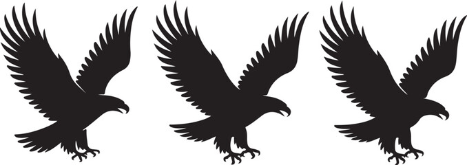 Obraz premium Flying Eagle Silhouette SVG Eagle Bird Cut File Bundle Hawk Eagle Vector Clipart Set