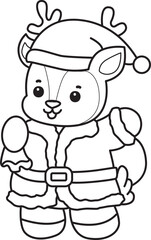 Cute Deer icon. Funny baby Deer animal series stock illustration. Life of fluffy Deer designs. Coloring pages of cute deer icon.
