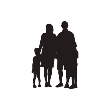 Familly silhouette, parent's silhouette, father mother son silhouette