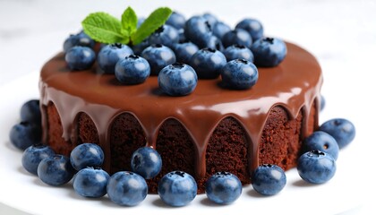 Chocolate cake topped with blueberries (1)