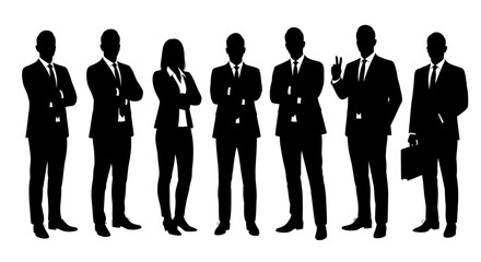 Diverse business team standing together in a group silhouette