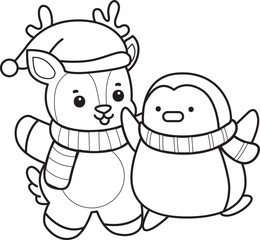 Cute Deer icon. Funny baby Deer animal series stock illustration. Life of fluffy Deer designs. Coloring pages of cute deer icon.
