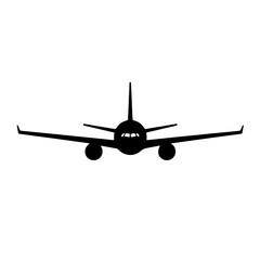 Modern airplane silhouette. Travel flight transport icon.