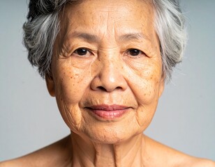 鏡を見るシニア女性　Generated image