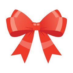 Playful Red Bow with Striped Ribbons