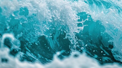 Obraz premium Azure wave crests, splashes of white water, dynamic ocean motion captured