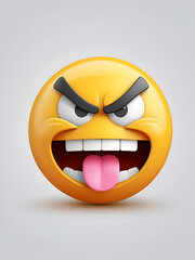 Angry swearing emoji. Emoticon with swear words censored by grawlix symbols 3D stylized vector icon