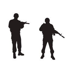 Naklejka premium Soldier silhouette, American soldier silhouette, war silhouette