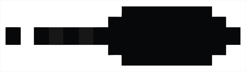 Obraz premium Abstract geometric pixel art representation of a stylized microphone or sound recording device with a dark black silhouette and grayscale stripes on a white background