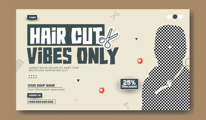 Modern Hair Salon Promotion with Discount and Stylized Design Elements