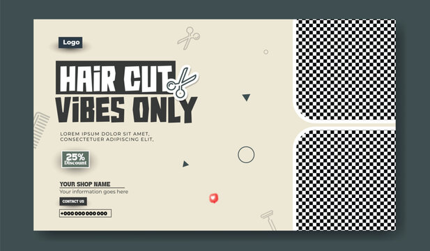 Modern Hair Salon Business Card Design Template with Scissors