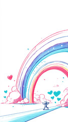 Joyful journey towards a vibrant rainbow and hopeful future