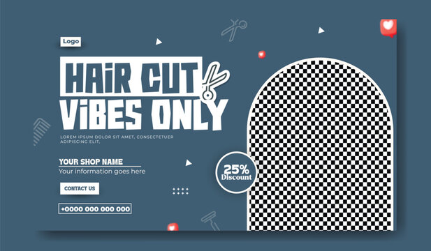 Hair Cut Services Promotion Design for Barber Shops and Salons - Powered by Adobe