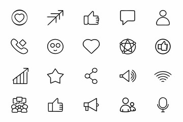 Fototapeta premium A clean, expressive single-line vector set highlighting the digital life of creators, followers, and platforms. Ideal for app UIs, marketing visuals, and branding.