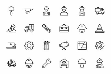 Fototapeta premium A thoughtful single-line art set illustrating everyday laborers, trades, and essential jobs in a dignified and modern style. Great for presentations, campaigns, and banners.