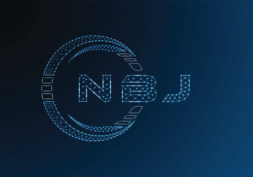 NBJ low poly letter logo vector design. NBJ lower poly logo design. Low poly logo.