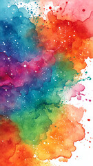 Vibrant watercolor explosion with colorful splashes and starry effects