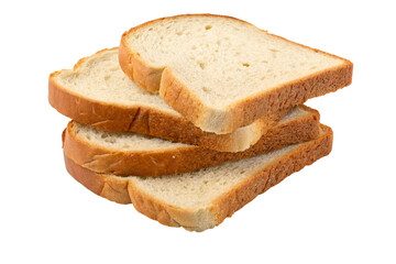 Stack of sliced white bread isolated on transparent background