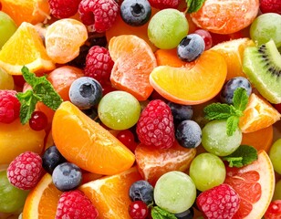 mixed frozen fruits with textured fruit background