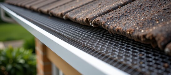 High-Resolution Architectural Gutter System with Composite Roofing Integration and Microperforated Drainage Channel for Enhanced Water Management Efficiency