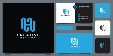 initial letter H logo line style vector design