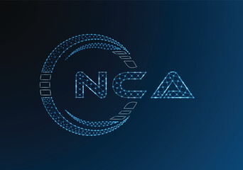NCA low poly letter logo vector design. NCA lower poly logo design. Low poly logo.