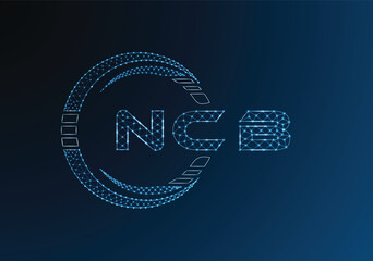 NCB low poly letter logo vector design. NCB lower poly logo design. Low poly logo.