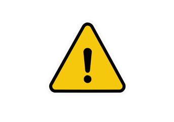 A yellow triangle with a black border and a black exclamation point inside on a white background