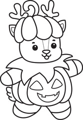 Obraz premium Cute Deer icon. Funny baby Deer animal series stock illustration. Life of fluffy Deer designs. Coloring pages of cute deer icon. 