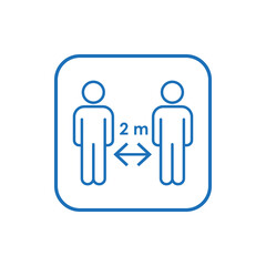 Social Distancing Line Icon &ndash; Keep 2 Meter Distance Symbol for COVID-19 Prevention and Safety