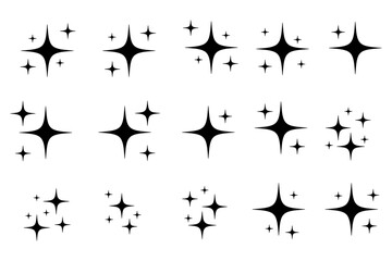 sparkle star icons in black white and golden. shine or sparkle vector set, sparkle star icons, shine icon, shine, bright, glowing, star, shine, magic, pattern, doodle, twinkle, light, silhouette.