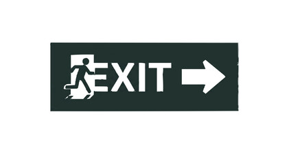 Illustration of a green exit sign with a running man and an arrow pointing to the right side exit