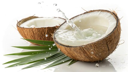 Fresh coconut water served in natural coconut shell for hydration and refreshment on a tropical day