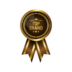 Best seller sticker label set with gold medal and gold ribbon isolated fit for mark top seller product, book cover badge,top brand and certificate seal on transparent background.