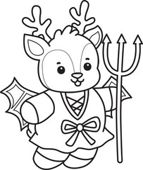 Cute Deer icon. Funny baby Deer animal series stock illustration. Life of fluffy Deer designs. Coloring pages of cute deer icon.
