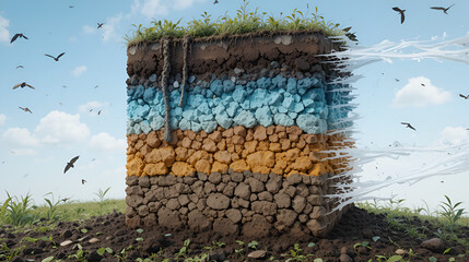 Soil science: cross-section of soil, three ice ages in one soil profile