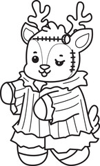 Cute Deer icon. Funny baby Deer animal series stock illustration. Life of fluffy Deer designs. Coloring pages of cute deer icon.
