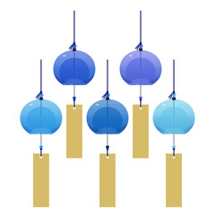 青系統の風鈴のイラスト