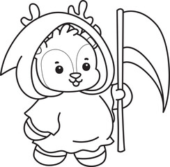 Cute Deer icon. Funny baby Deer animal series stock illustration. Life of fluffy Deer designs. Coloring pages of cute deer icon.
