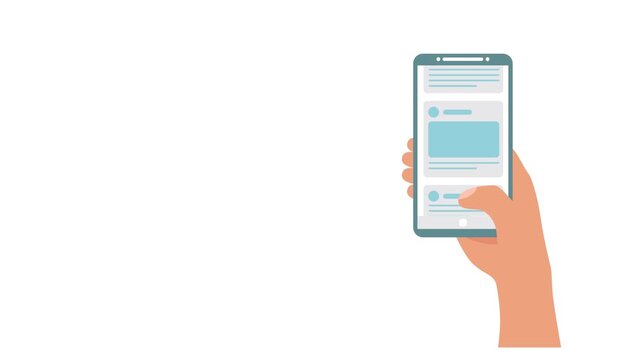 animated element white screen hand scrolling phone
