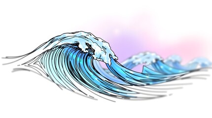 3D Optical Illusion: Lavender Purple Waves with Soft Color Gradient