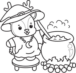 Cute Deer icon. Funny baby Deer animal series stock illustration. Life of fluffy Deer designs. Coloring pages of cute deer icon.
