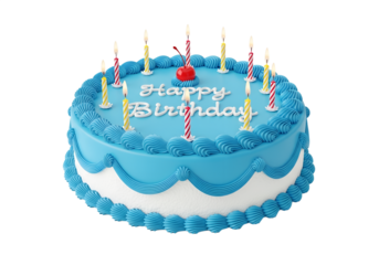 Festive Delight: A vibrant, frosted cake is adorned with lit candles, ready to mark a special moment. A testament to celebrations and the joy of shared happiness.