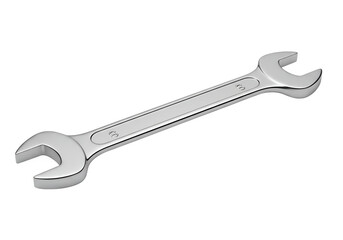 Steel Spanner for Tasks: A shiny chrome spanner lies in isolated elegance, ready to serve the needs of tasks in both home and commercial spaces.