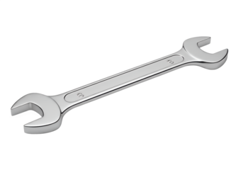 Steel Spanner for Tasks: A shiny chrome spanner lies in isolated elegance, ready to serve the needs of tasks in both home and commercial spaces.